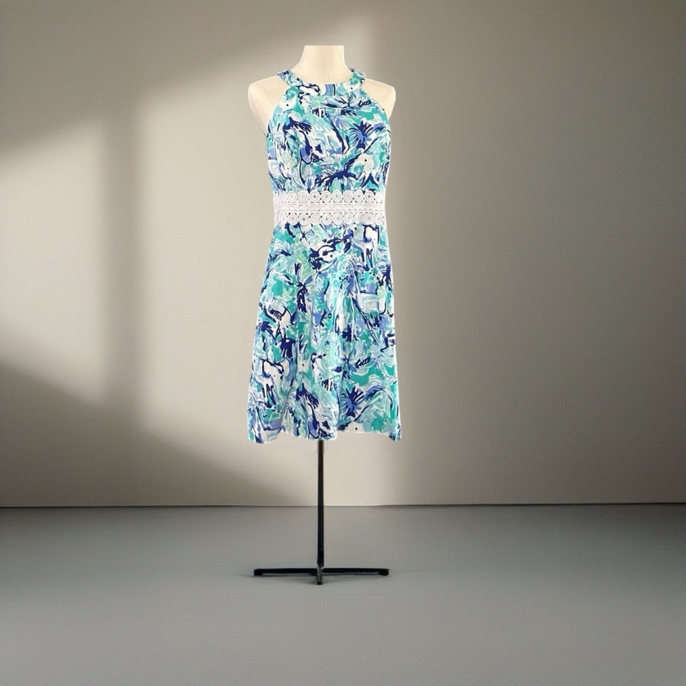 Lilly Pulitzer Ashlyn Shift dress “Tropical Turquoise Elephant Appeal" Sz 00